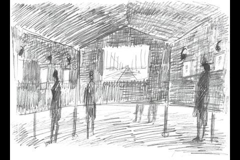 Sketch by Alexander Brodsky for Pavilion 101st km - Further and Everywhere, for Pushkin House